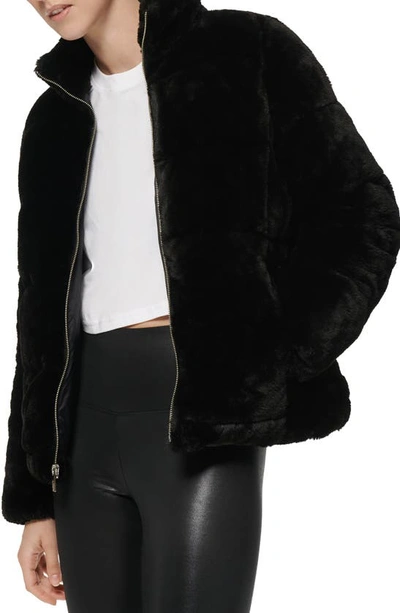 Shop Marc New York Faux Fur Puffer Jacket In Black