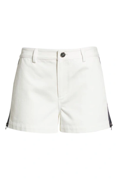 Shop Monse Side Zip High Waist Cotton Denim Shorts In White Denim
