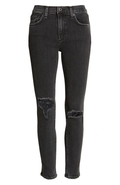 Shop Askk Ny Jax High Waist Ripped Ankle Skinny Jeans In Rock With Holes