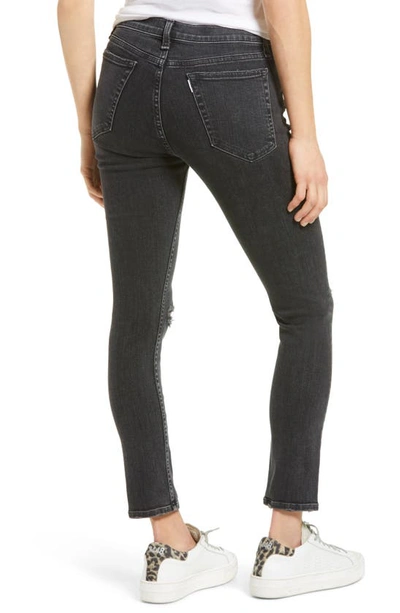 Shop Askk Ny Jax High Waist Ripped Ankle Skinny Jeans In Rock With Holes
