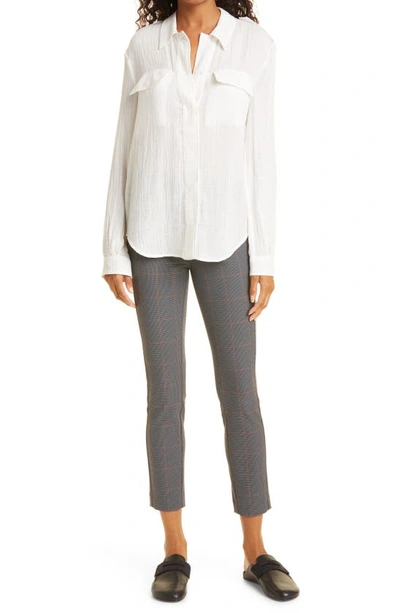Rag & Bone Simone Skinny Micro-check Crop Pants In Grey Multi