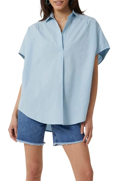 Shop French Connection Cele Rhodes Cotton Blouse In Forget Me Not