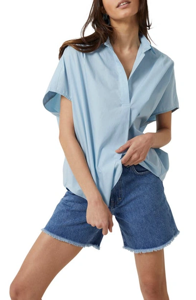 Shop French Connection Cele Rhodes Cotton Blouse In Forget Me Not