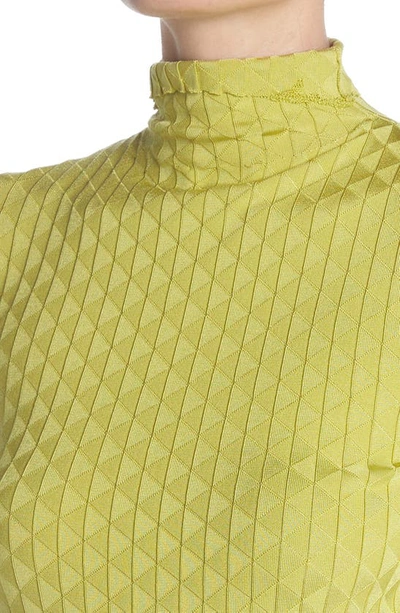 Shop Bottega Veneta Triangle Rib Silk Blend Turtleneck Sweater In Seagrass