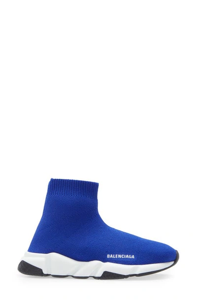 Shop Balenciaga Kids' Speed Sock Sneaker In Dark Blue/ White/ Black