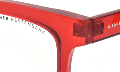 Shop Aimee Kestenberg Bleeker 50mm Rectangle Blue Light Blocking Glasses In Crystal Red/ Clear