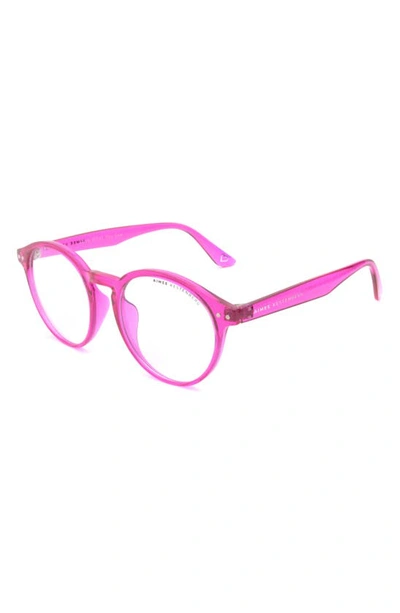 Shop Aimee Kestenberg Ludlow 50mm Round Blue Light Blocking Glasses In Crystal Neon Pink/ Clear