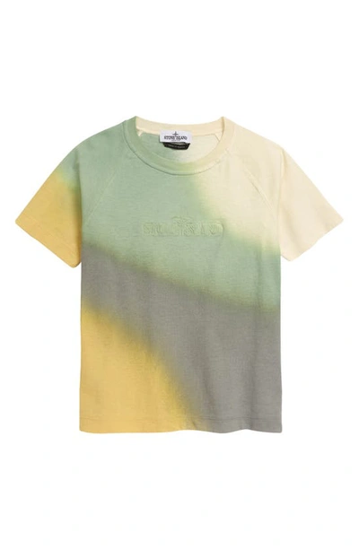 Shop Stone Island Kids' Logo Airbrush Cotton T-shirt In V0030 Yellow