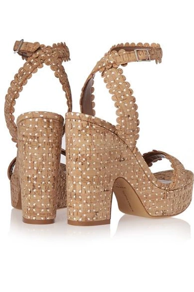 Shop Tabitha Simmons Harlow Perforated Cork And Leather Sandals