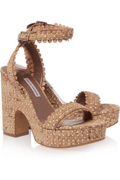 Shop Tabitha Simmons Harlow Perforated Cork And Leather Sandals