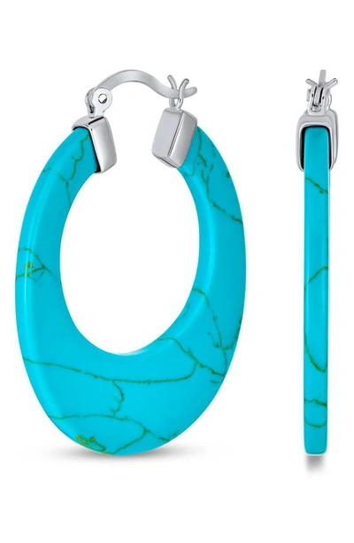 Shop Bling Jewelry Flat Hoop Earrings In Blue