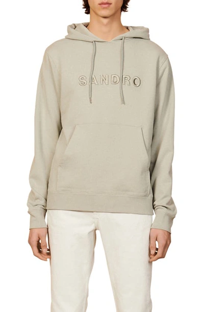 Sandro Embroidered Logo Hoodie In Vert Clair | ModeSens