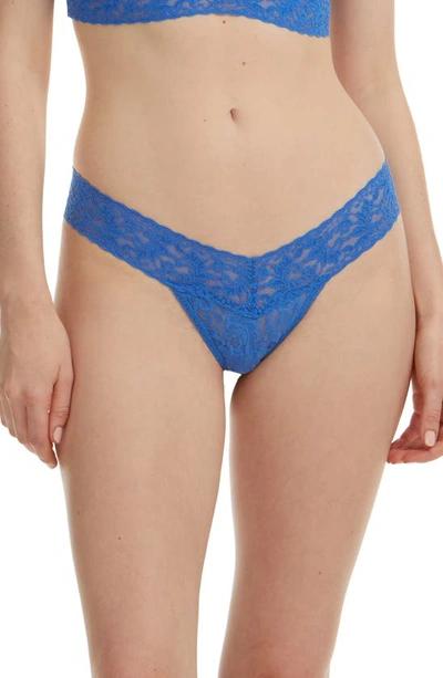 Shop Hanky Panky Signature Lace Low Rise Thong In Sea Blue