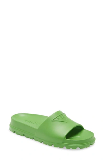 Shop Prada Logo Slide Sandal In Mela