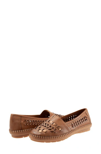 Shop Trotters Rory Woven Flat In Luggage Brown