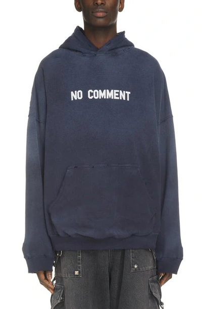 Balenciaga No Comment Wide Fit Hoodie In Marine Blue White ModeSens