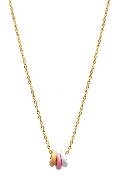Shop Adornia Sherbert Enamel Trio Ring Pendant Necklace In Multi