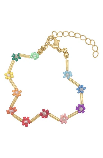 Shop Adornia Rainbow Flower Bracelet In Multi