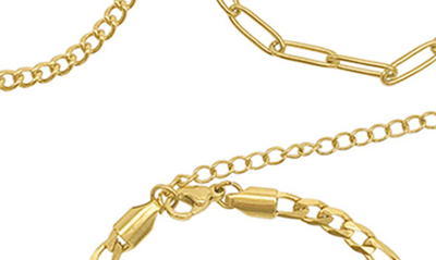 Shop Adornia Set Of 3 Water Resistant Mixed Chain Anklets In Yellow