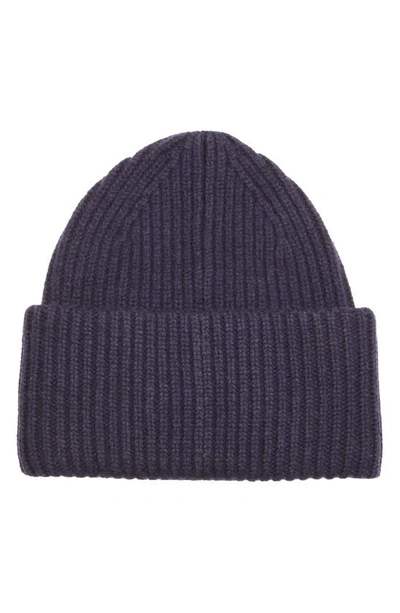 Shop Acne Studios Pansy Face Patch Rib Wool Beanie In Navy
