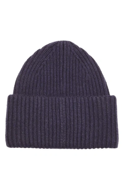 Acne Studios Pansy Face Patch Rib Wool Beanie In Navy