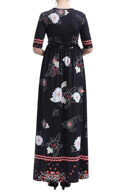 Kimi And Kai Eira V-neck Maternity/nursing Maxi Dress In Black