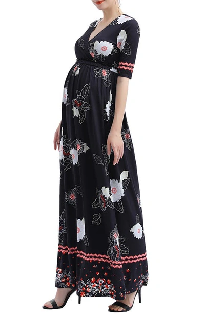Kimi And Kai Eira V-neck Maternity/nursing Maxi Dress In Black