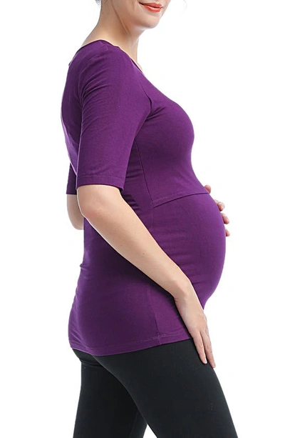 Kimi And Kai Essential Maternity/nursing Top In Eggplant