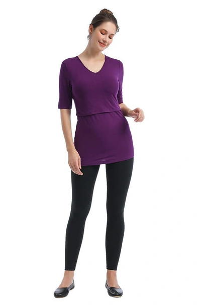 Kimi And Kai Essential Maternity/nursing Top In Eggplant