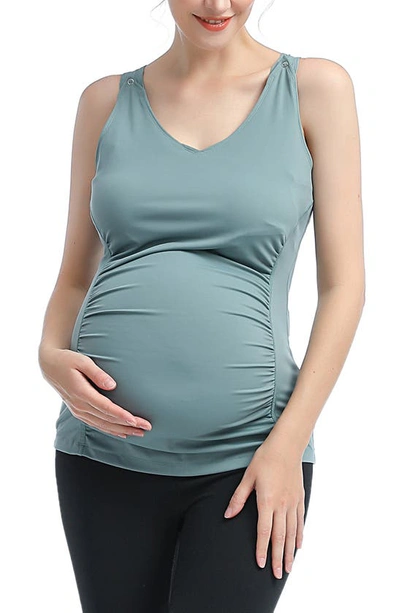 Shop Kimi And Kai Essential Maternity/nursing Tank In Beryl Green