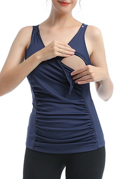 Kimi And Kai Essential Maternity/nursing Tank In Navy