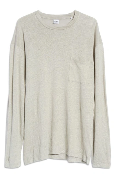 Shop Nn07 Dylan 3263 Long Sleeve Pocket Slub Linen T-shirt In Grey