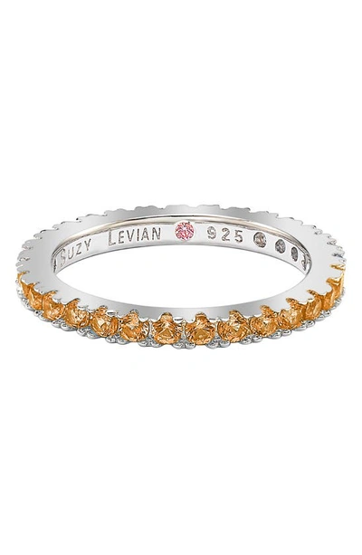 Shop Suzy Levian Sterling Silver Orange Cz Eternity Band Ring