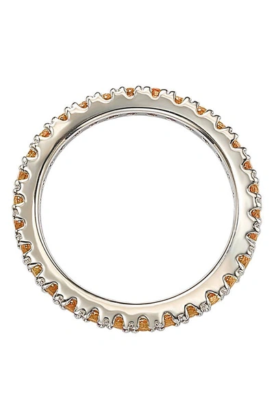 Suzy Levian Sterling Silver Orange Cz Eternity Band Ring In Orange
