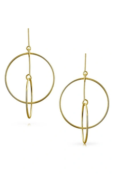 Bling Jewelry Round Two Circle Dangle Stud Earrings In Yellow