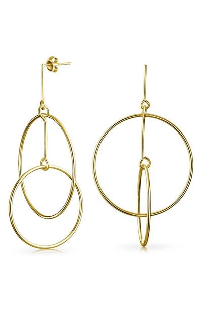 Bling Jewelry Round Two Circle Dangle Stud Earrings In Yellow