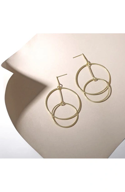 Bling Jewelry Round Two Circle Dangle Stud Earrings In Yellow