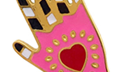 Shop Adornia Water Resistant Enamel Hamsa Pendant Necklace In Pink