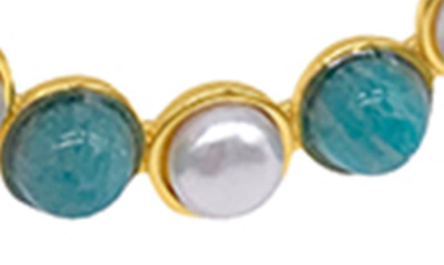 Shop Adornia Imitation Pearl & Stone Hoop Drop Earrings In Multi