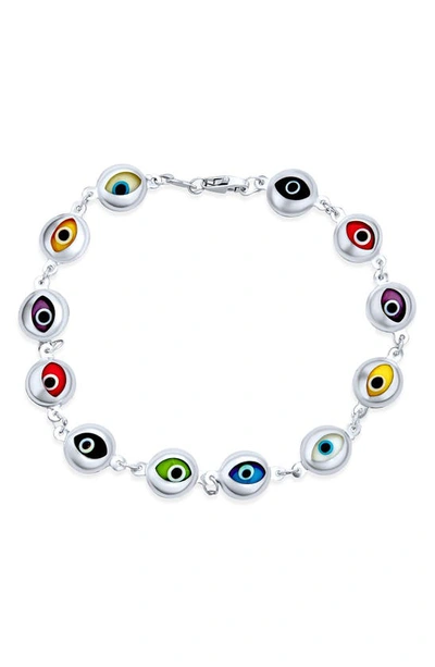 Bling Jewelry Sterling Silver Evil Eye Bracelet In Multi-color