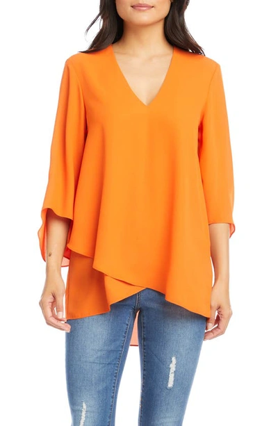 Shop Karen Kane Asymmetrical Crepe Top In Orange