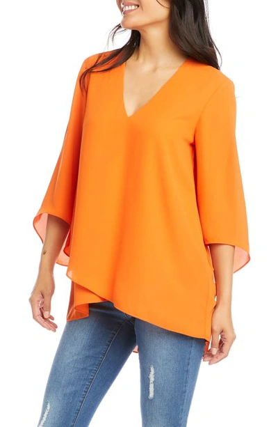 Shop Karen Kane Asymmetrical Crepe Top In Orange