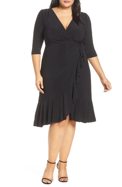 Shop Kiyonna Whimsy Wrap Dress In Black Noir