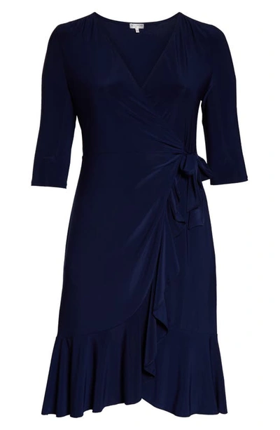 Shop Kiyonna Whimsy Wrap Dress In Navy Blue