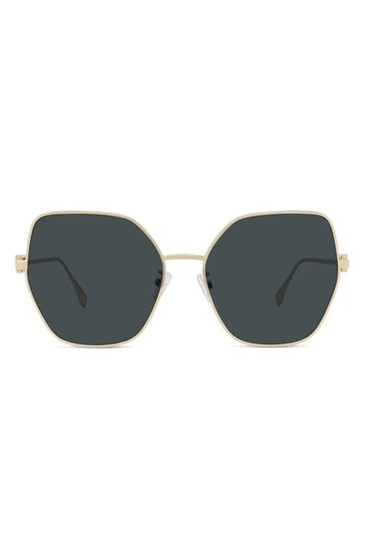 Shop Fendi The  Baguette 59mm Butterfly Sunglasses In Shiny Gold Dh / Smoke