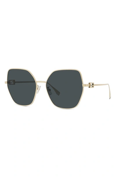 Shop Fendi The  Baguette 59mm Butterfly Sunglasses In Shiny Gold Dh / Smoke