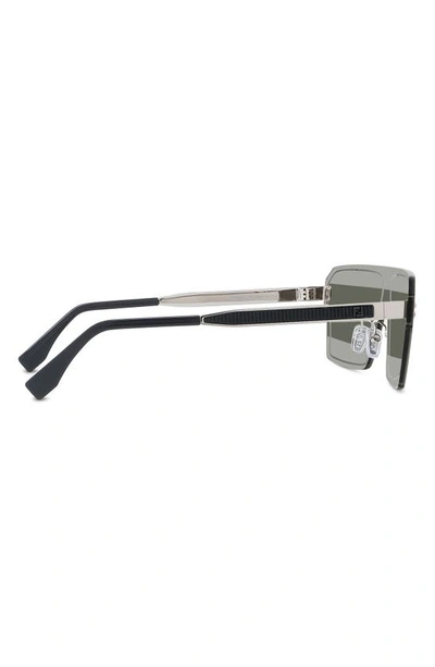 Shop Fendi Fragment Shield Sunglasses In Shiny Palladium / Smoke Mirror