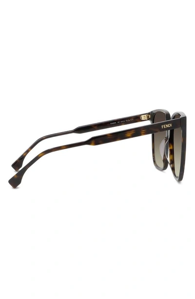 Shop Fendi The  Fine 59mm Geometric Sunglasses In Dark Havana / Gradient Brown