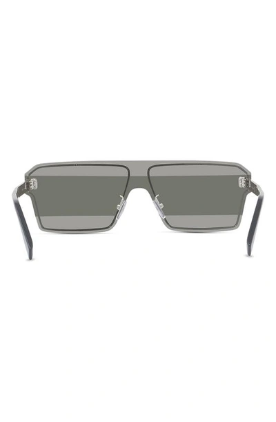 Shop Fendi Fragment Shield Sunglasses In Shiny Palladium / Smoke Mirror