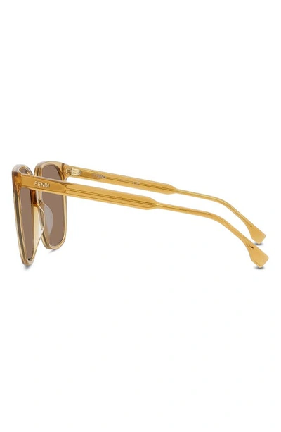 Shop Fendi The  Fine 59mm Geometric Sunglasses In Shiny Beige / Brown